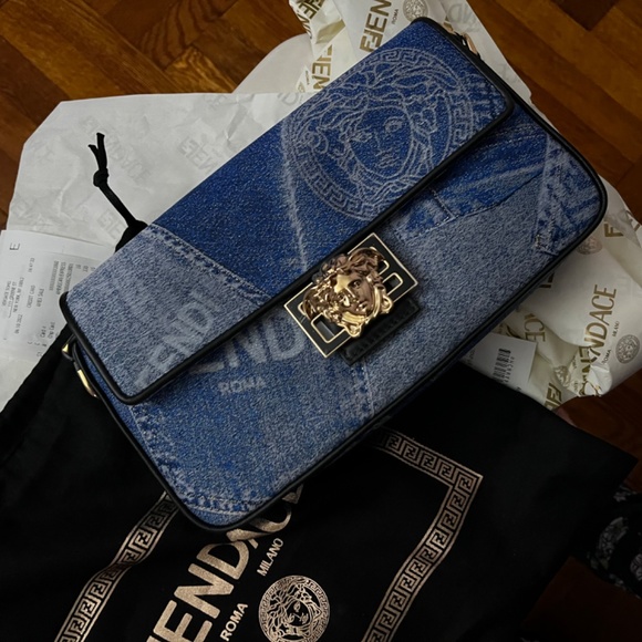 Fendace Denim Patchwork Baguette Fendi Versace - Picture 4 of 8